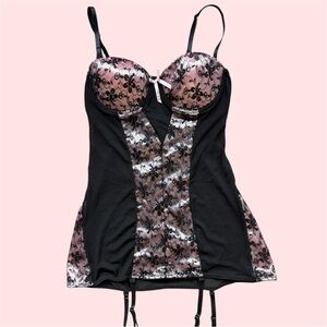 Vintage rampage intimates punk and black mesh and lace bustier corset top